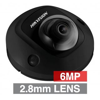 HIKVISION, 6MP HD-IP Outdoor Mini Dome camera, Black, 2.8mm fixed lens, 10m IR, WDR, Day/Night (ICR), 1/2.9" CMOS, H.265/H.265+, IP67, IK08 Tri-axis, 12V DC/PoE