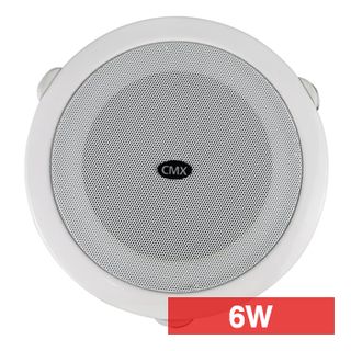 CMX, 4" Quick Fit Dual cone speaker, Ceiling mount, 6W, 4" (100mm), includes white metal grille, Spring-clamp mounting, 100V line (Taps at 3, 6W)