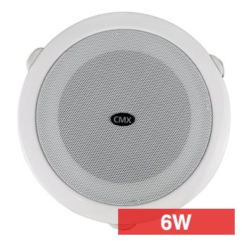 CMX, 4" Quick Fit Dual cone speaker, Ceiling mount, 6W, 4" (100mm), includes white metal grille, Spring-clamp mounting, 100V line (Taps at 3, 6W)