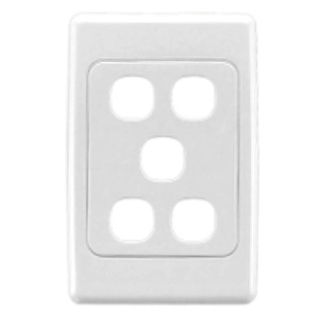 DATAMASTER, 2000 Series, Wall switch plate, Five gang, White