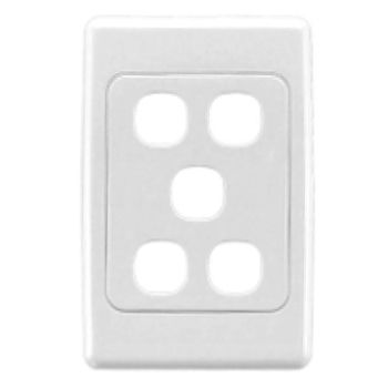 DATAMASTER, 2000 Series, Wall switch plate, Five gang, White