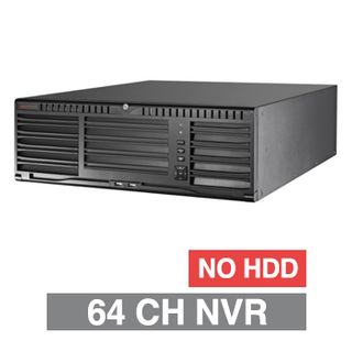 HIKVISION, HD-IP NVR, 64 channel, 512Mbps bandwidth, NO HDD, (16x 10TB max), RAID, VMD, USB/Network backup, 2x Ethernet, 2x USB2.0 & 2x USB3.0, 1 Audio In/Out, 2x HDMI (4K), 1x VGA