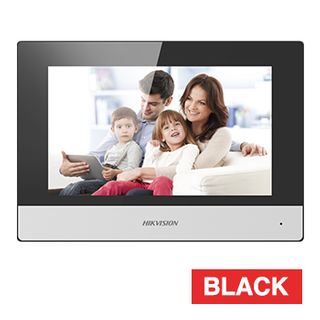 HIKVISION, 2nd Gen, Room station, 7" IPS Touchscreen 1024x600, Hands free, 8CH alarm inputs, Call tone mute with indicator, Black/Grey, Max 32GB SD, 12V DC, POE, WIFI.