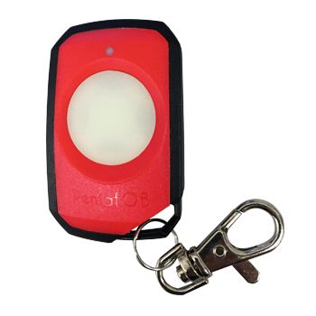 ELSEMA, PentaFOB Transmitter, 1 Channel, Large button, Hand held pendant/keyring, 433 MHz FM signal, Includes 3.3V battery, Red