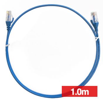 4CABLING, Slim Patch lead, Cat6 with RJ45 connectors, 1.0m cable length, Blue.