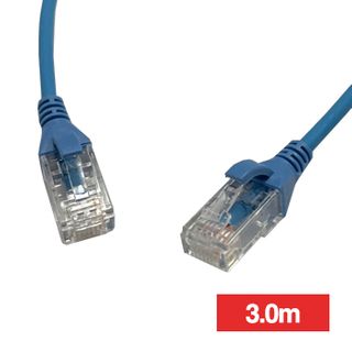 NETDIGITAL, Slim Patch lead, Cat6 with RJ45 connectors, 3m cable length, Blue.