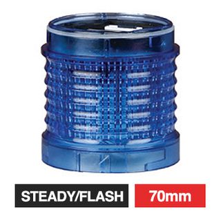 QLIGHT, QT Series, Modular light tower, BLUE, Steady/Flashing module, 65mm high, 70mm, IP65, 12V DC