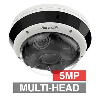 HIKVISION, 5MP x 4 HD-IP PanoVu Dome Camera, White/Black, 4x 2.8-8mm varifocal lenses, 30m IR, 30fps, WDR, Day/Night (ICR), 1/2.7" CMOS, H.265+, IP67, IK10, 12V DC/24V AC/PoE