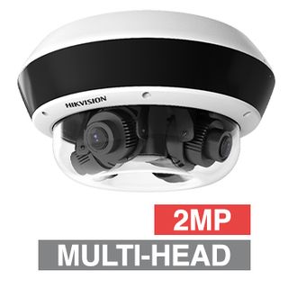 HIKVISION, 2MP x 4 HD-IP PanoVu Dome Camera, White/Black, 4x 2.8mm fixed lens, 30m IR, 30fps, DWDR, Day/Night (ICR), 1/2.7" CMOS, H.265+, IP67, IK10, 12V DC/HiPoE