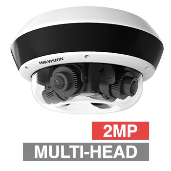 HIKVISION, 2MP x 4 HD-IP PanoVu Dome Camera, White/Black, 4x 2.8mm fixed lens, 30m IR, 30fps, DWDR, Day/Night (ICR), 1/2.7" CMOS, H.265+, IP67, IK10, 12V DC/HiPoE