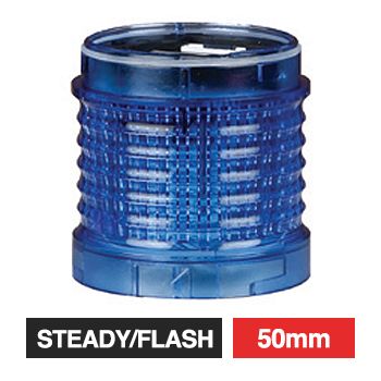 QLIGHT, QT Series, Modular light tower, BLUE, Steady/Flashing module, 50mm high, 50mm, IP65, 12V DC