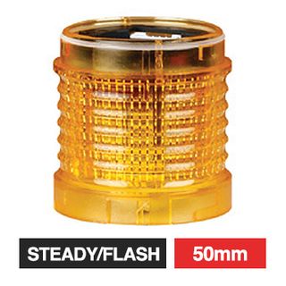 QLIGHT, QT Series, Modular light tower, AMBER, Steady/Flashing module, 50mm high, 50mm, IP65, 12V DC