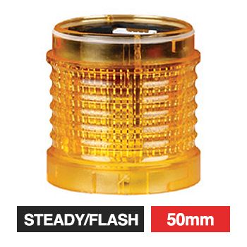 QLIGHT, QT Series, Modular light tower, AMBER, Steady/Flashing module, 50mm high, 50mm, IP65, 12V DC