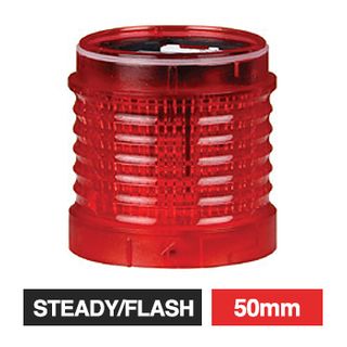 QLIGHT, QT Series, Modular light tower, RED, Steady/Flashing module, 50mm high, 50mm, IP65, 12V DC