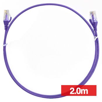 4CABLING, Slim Patch lead, Cat6 with RJ45 connectors, 2.0m cable length, Purple.