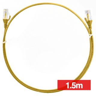 4CABLING, Slim Patch lead, Cat6 with RJ45 connectors, 1.5m cable length, Yellow.