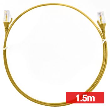 4CABLING, Slim Patch lead, Cat6 with RJ45 connectors, 1.5m cable length, Yellow.