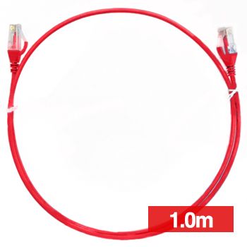 4CABLING, Slim Patch lead, Cat6 with RJ45 connectors, 1.0m cable length, Red.