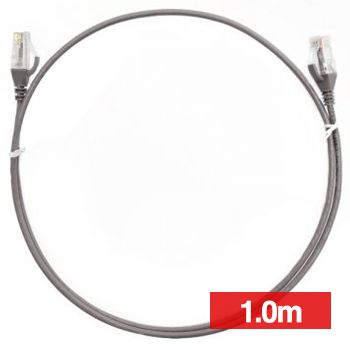 4CABLING, Slim Patch lead, Cat6 with RJ45 connectors, 1.0m cable length, Grey.