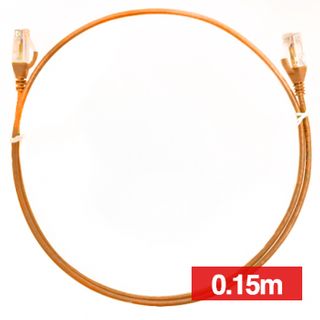 4CABLING, Slim Patch lead, Cat6 with RJ45 connectors, 0.15m cable length, Orange.