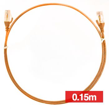 4CABLING, Slim Patch lead, Cat6 with RJ45 connectors, 0.15m cable length, Orange.