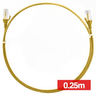 4CABLING, Slim Patch lead, Cat6 with RJ45 connectors, 0.25m cable length, Yellow.