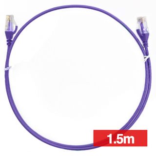 4CABLING, Slim Patch lead, Cat6 with RJ45 connectors, 1.5m cable length, Purple.