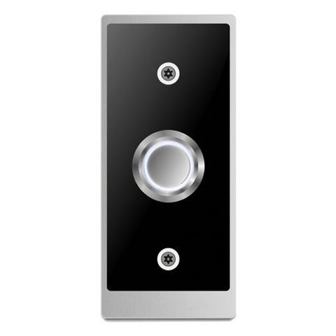 SEBURY, Exit Switch plate, Stainless steel, Architrave , Black finish, With stainless steel illuminated push button, White LED, N/O and N/C contacts