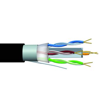 CABLE, Cat6 Underground, 4 pair 8 x 1/0.56 jelly filled UTP, UV rated sheath, 305m box, black.