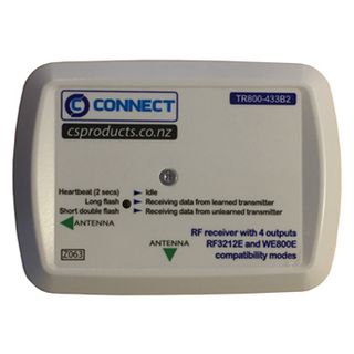 CONNECT, Wireless receiver, Suits Solution 6000, Allows integration of compatible wireless devices, 433MHz 4 x relays, 12V DC, ***not compatible with the RFKF-FB.