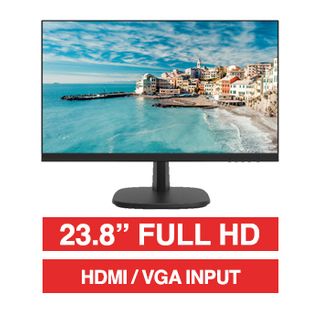 HIKVISION, 23.8" LED 16:9 Colour Monitor (Black), Full HD 1920x1080 resolution, 14ms response, 1000:1 contrast ratio, HDMI/VGA input, 100x100 VESA mount, Includes Desk stand, 24/7 operation.