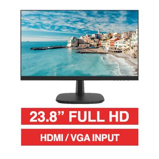 HIKVISION, 23.8" LED 16:9 Colour Monitor (Black), Full HD 1920x1080 resolution, 14ms response, 1000:1 contrast ratio, HDMI/VGA input, 100x100 VESA mount, Includes Desk stand, 24/7 operation.