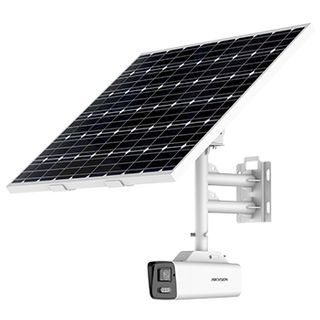 HIKVISION, 8MP ColorVu 4G-LTE outdoor Bullet camera w/ Solar power kit (incl. battery), White, 2.8mm fixed lens, 30m White LED, WDR, 1/1.2” CMOS, H.265+, IP67, Micro SD card slot (Up to 256GB)