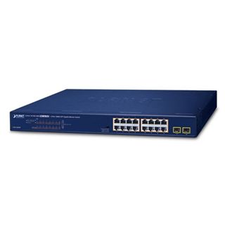 PLANET, 16 Port Gigabit POE Switch, all 16 ports POE Gigabit, 15.4w per port, 2x SFP ports, 440mm x 208mm x 44mm (W x H x D)