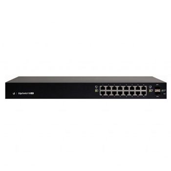 UBIQUITI, 16 Port EdgeSwitch, 16x Gigabit POE ports, 2x SFP ports, Max 17W per port, -5 to 40 degrees operating temperature, 443(W) x 43(H) x 221(D)mm.