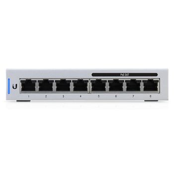 UBIQUITI, 8 Port Gigabit switch, 4x Gigabit POE ports, 4x Gigabit Non-POE ports, Max 15.4W per port, -5 to 45 degrees operating temperature, 148(W) x 31(H) x 100(D)mm.