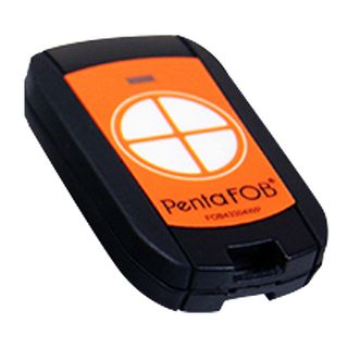 ELSEMA, PentaFOB Transmitter, 4 Channel, Hand held pendant/keyring, 433 MHz FM signal, Includes 3.3V battery, IP67 weather resistant, Orange