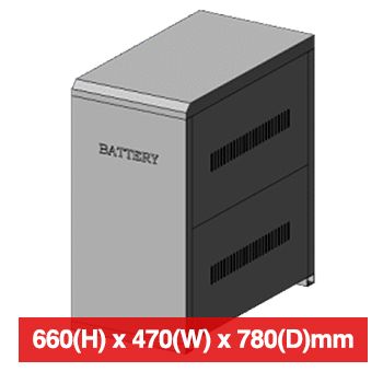 PSS, Battery bank for PSS Enduro UPS, 2 shelves holds up to 60 x 9Ah batteries, 780mm x 470mm x 660mm (DxWxH), must be quoted by PSS for batteries/run time.