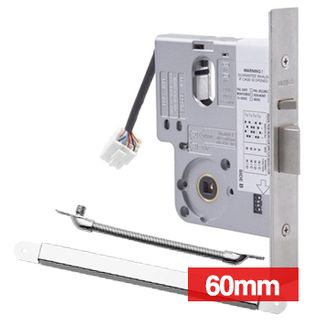 LOCKWOOD, Electric Mortice Lock, Monitored, Primary lock, Fail safe/fail secure, 60mm backset, No cylinder, Satin chrome, 12- 24v DC, Includes LC8810 cable transfer.