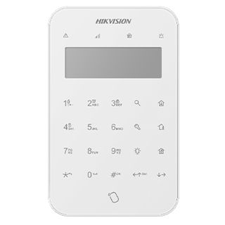 HIKVISION, AX Pro, Wireless LCD Keypad, 433MHz, Two-way, Tri-X wireless technology, Mifare prox reader, Stay/away arming, Output control, 4x CR123 batteries