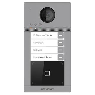 HIKVISION, Intercom, Gen 2, Surface door station, HD-IP, Four call button, 2MP camera, Built-in Mifare reader, 129 degree view, IP65, IK08, WiFi, POE