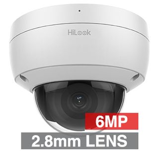 HILOOK, 6MP HD-IP Outdoor Vandal Dome camera with audio, White, 2.8mm fixed lens, 30m IR, 120dB WDR, microSD (max 256GB, 1/2.8" CMOS, H.265/H.265+, IP67, IK10, Tri-Axis, 12V DC/PoE