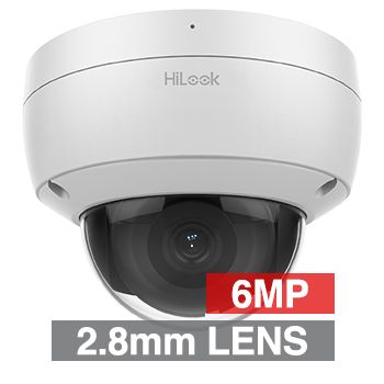 HILOOK, 6MP HD-IP Outdoor Vandal Dome camera with audio, White, 2.8mm fixed lens, 30m IR, 120dB WDR, microSD (max 256GB, 1/2.8" CMOS, H.265/H.265+, IP67, IK10, Tri-Axis, 12V DC/PoE