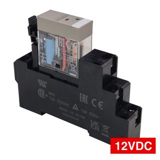 OMRON, Relay, 12V DC, SPDT, 240V AC 10A contacts with barrier isolation, Includes 1078YK base,