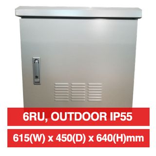 PSS, 6RU 19" Outdoor Rack Cabinet, Wall mount, 615(W) x 640(H) x 450(D)mm, IP55 weather resistant, With front door vents, Powder coated finish