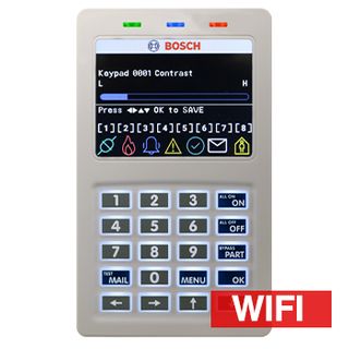 BOSCH, Solution 6000, Keypad with Integrated Wifi IP Module (2.4Ghz only), 3.5" Alphanumeric Colour LCD, WHITE, Touch tone & backlit keys, Adj volume, backlight & contrast, Suits Solution 6000 panel