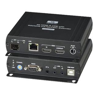 XTENDR, HDMI and KVM extender, HDMI output, RS232, IR, Audio and USB over single Cat5E/Cat6, SFP slot, 4K@30Hz, requires single Cat5e/6 cable, 140m Cat6, 120m Cat5e, 4-Port USB HUB, HDMI V1.4