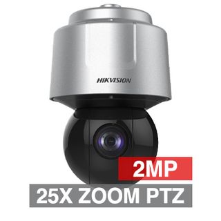 HIKVISION, 2MP IP Outdoor Auto Tracking PTZ Dome Camera, Silver/Black, WDR, 1/1.8" CMOS, 25x, 5.9-147.5mm autofocus lens, IP66, IK10, 24VAC or High PoE.ip6