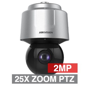HIKVISION, 2MP IP Outdoor Auto Tracking PTZ Dome Camera, Silver/Black, WDR, 1/1.8" CMOS, 25x, 5.9-147.5mm autofocus lens, IP66, IK10, 24VAC or High PoE.ip6