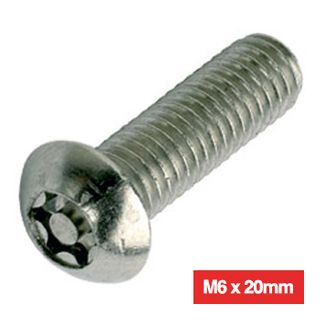 PROLOK, Security screw, Resytork button head, Machine screw, M6 x 20mm, 2 way, 304 stainless steel, Pack of 1000, Includes driver